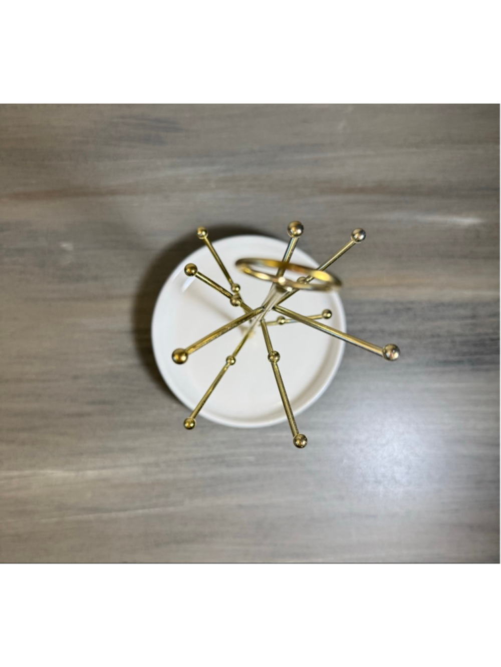 gold-colored jewelry tree stand ornament display trinket tray - Picture 6 of 7